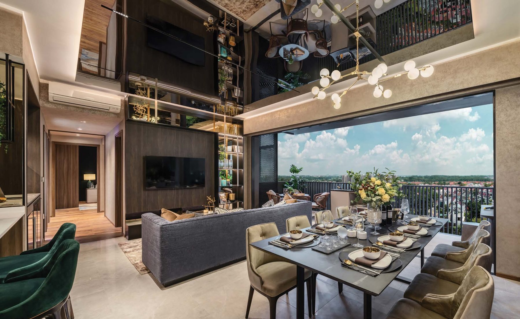 Show unit living and dining